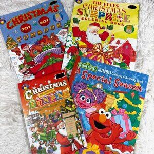 Set of 4 Christmas Sesame Street and More Activity and Coloring Book Set